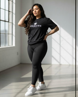 Black Cotton Unisex Prestige T-Shirt for Women