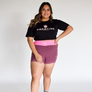 high-waist booty shorts, booty shorts with pockets, athletic booty shorts