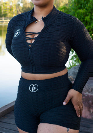 Light cropped zip-up jacket