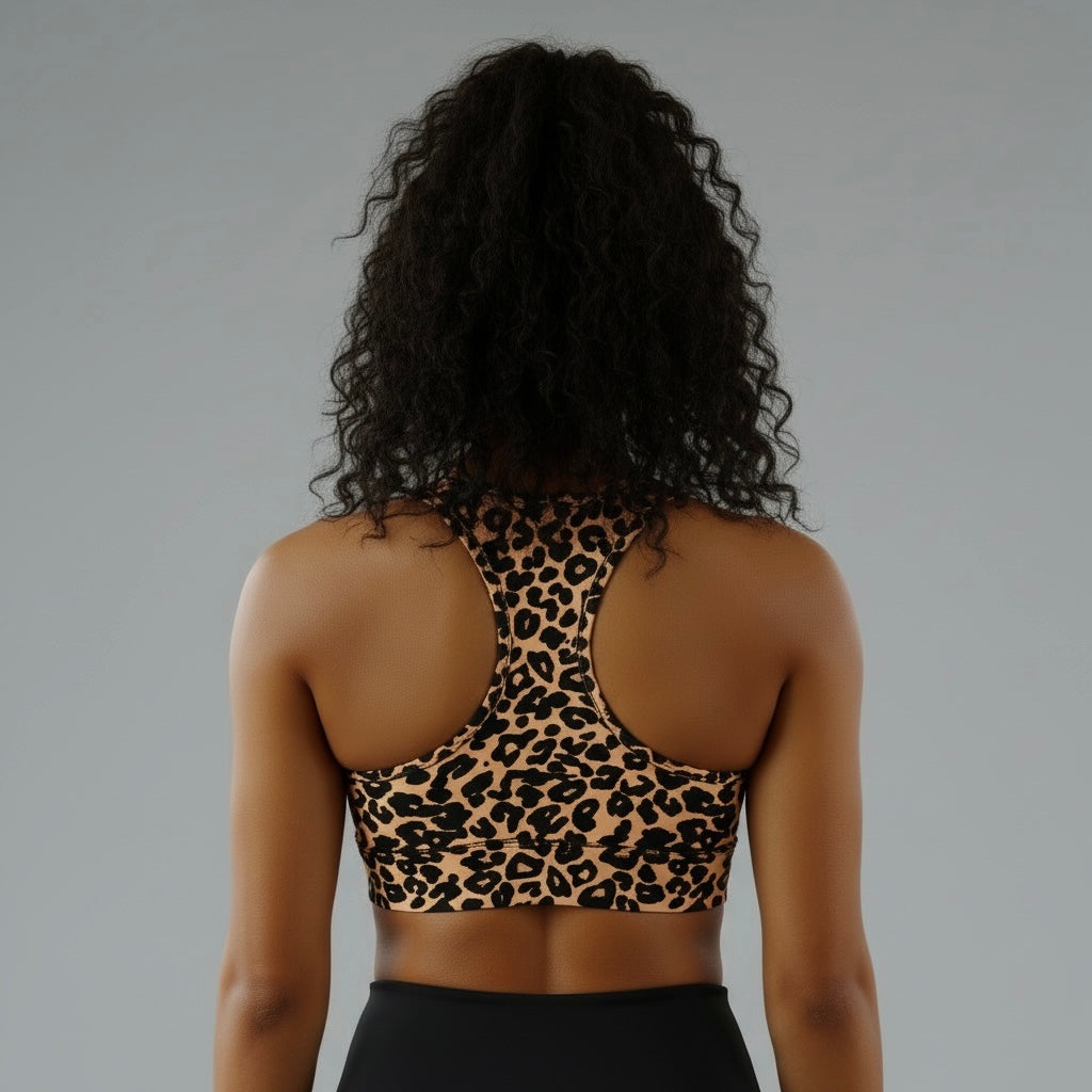 Wild leopard sports bra
